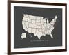 Black Map USA-Kindred Sol Collective-Framed Art Print