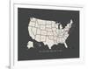 Black Map USA-Kindred Sol Collective-Framed Art Print