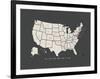 Black Map USA-Kindred Sol Collective-Framed Art Print