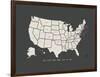 Black Map USA-Kindred Sol Collective-Framed Art Print