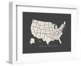 Black Map USA-Kindred Sol Collective-Framed Art Print