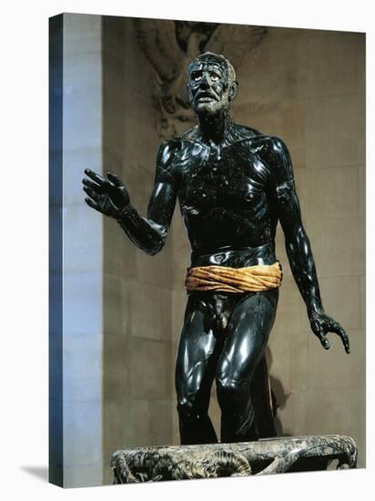 Black Marble and Alabaster Statue of Old Fisherman, Roman Copy of Hellenistic Original-null-Stretched Canvas