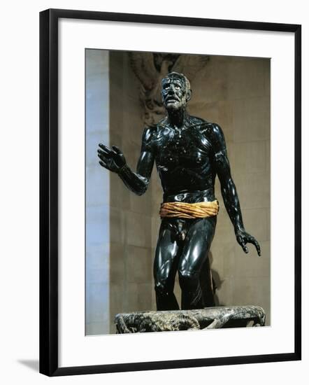 Black Marble and Alabaster Statue of Old Fisherman, Roman Copy of Hellenistic Original-null-Framed Giclee Print