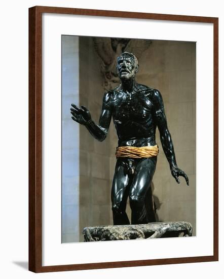 Black Marble and Alabaster Statue of Old Fisherman, Roman Copy of Hellenistic Original-null-Framed Giclee Print