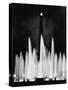 Black Marble Obelisk and Water Fountain-null-Stretched Canvas