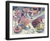 Black Maroon and White Kitchen Table-Elizabeth Jane Lloyd-Framed Giclee Print