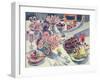 Black Maroon and White Kitchen Table-Elizabeth Jane Lloyd-Framed Giclee Print