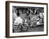 Black Motorcyclist of the Big Circle Motorcycle Association Sitting Between Harley Davidson Bikes-John Shearer-Framed Photographic Print