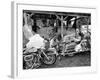 Black Motorcyclist of the Big Circle Motorcycle Association Sitting Between Harley Davidson Bikes-John Shearer-Framed Photographic Print