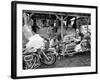 Black Motorcyclist of the Big Circle Motorcycle Association Sitting Between Harley Davidson Bikes-John Shearer-Framed Photographic Print