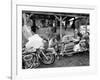 Black Motorcyclist of the Big Circle Motorcycle Association Sitting Between Harley Davidson Bikes-John Shearer-Framed Photographic Print