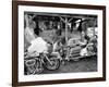 Black Motorcyclist of the Big Circle Motorcycle Association Sitting Between Harley Davidson Bikes-John Shearer-Framed Photographic Print