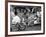 Black Motorcyclist of the Big Circle Motorcycle Association Sitting Between Harley Davidson Bikes-John Shearer-Framed Photographic Print