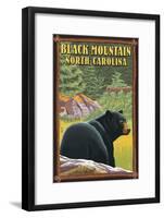 Black Mountain, North Carolina - Black Bear in Forest-Lantern Press-Framed Art Print