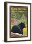 Black Mountain, North Carolina - Black Bear in Forest-Lantern Press-Framed Art Print