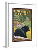 Black Mountain, North Carolina - Black Bear in Forest-Lantern Press-Framed Art Print