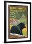 Black Mountain, North Carolina - Black Bear in Forest-Lantern Press-Framed Art Print