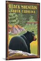 Black Mountain, North Carolina - Black Bear in Forest-Lantern Press-Mounted Art Print