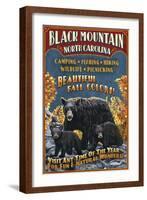 Black Mountain, North Carolina - Black Bears Vintage Sign-Lantern Press-Framed Art Print