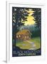 Black Mountain, North Carolina - Cabin Scene-Lantern Press-Framed Art Print