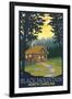 Black Mountain, North Carolina - Cabin Scene-Lantern Press-Framed Art Print