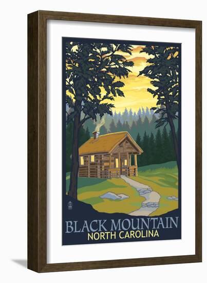 Black Mountain, North Carolina - Cabin Scene-Lantern Press-Framed Art Print