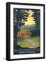 Black Mountain, North Carolina - Cabin Scene-Lantern Press-Framed Art Print