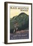 Black Mountain, North Carolina - Hiker and Mountain-Lantern Press-Framed Art Print