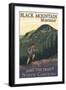 Black Mountain, North Carolina - Hiker and Mountain-Lantern Press-Framed Art Print