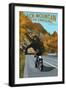 Black Mountain, North Carolina - Motorcycle Scene-Lantern Press-Framed Art Print