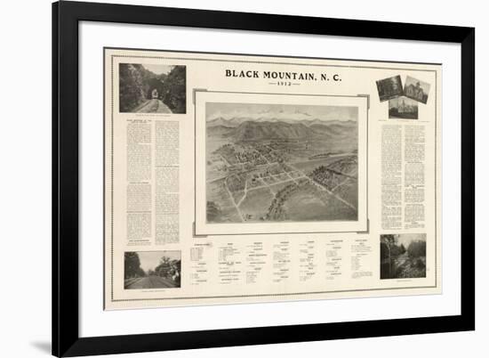 Black Mountain, North Carolina - Panoramic Map-Lantern Press-Framed Premium Giclee Print