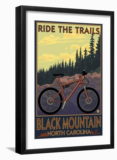 Black Mountain, North Carolina - Ride the Trails-Lantern Press-Framed Art Print