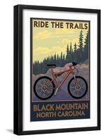 Black Mountain, North Carolina - Ride the Trails-Lantern Press-Framed Art Print