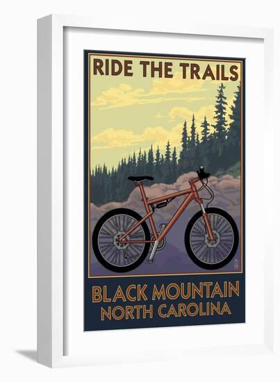 Black Mountain, North Carolina - Ride the Trails-Lantern Press-Framed Art Print