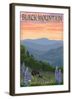 Black Mountain, North Carolina - Spring Flowers and Bear Family-Lantern Press-Framed Art Print