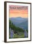 Black Mountain, North Carolina - Spring Flowers and Bear Family-Lantern Press-Framed Art Print