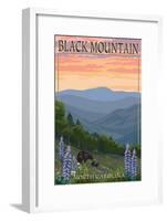 Black Mountain, North Carolina - Spring Flowers and Bear Family-Lantern Press-Framed Art Print