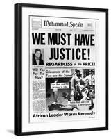 Black Muslim Newspaper, 'Muhammad Speaks', Emphasizes African Americans Abuse, Jun 21, 1963-null-Framed Photo