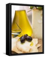 Black Olives, Crackers, Olive Oil and Parmesan-null-Framed Stretched Canvas