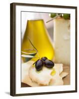 Black Olives, Crackers, Olive Oil and Parmesan-null-Framed Photographic Print