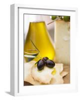 Black Olives, Crackers, Olive Oil and Parmesan-null-Framed Photographic Print