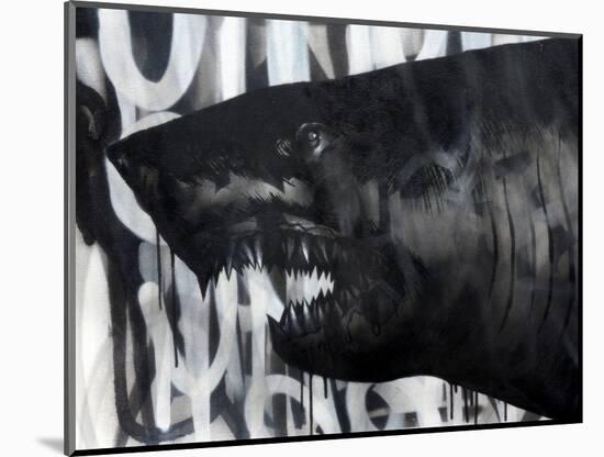 Black on Black Shark-Shark Toof-Mounted Art Print