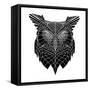 Black Owl Head Mesh-Lisa Kroll-Framed Stretched Canvas