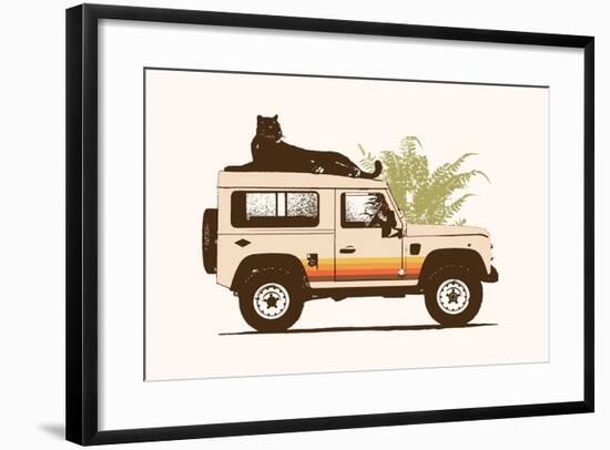 Black Panther on Car-Florent Bodart-Framed Giclee Print