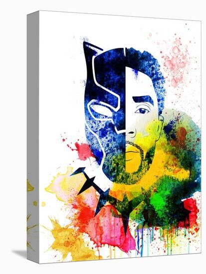 Black Panther Watercolor I-Jack Hunter-Stretched Canvas