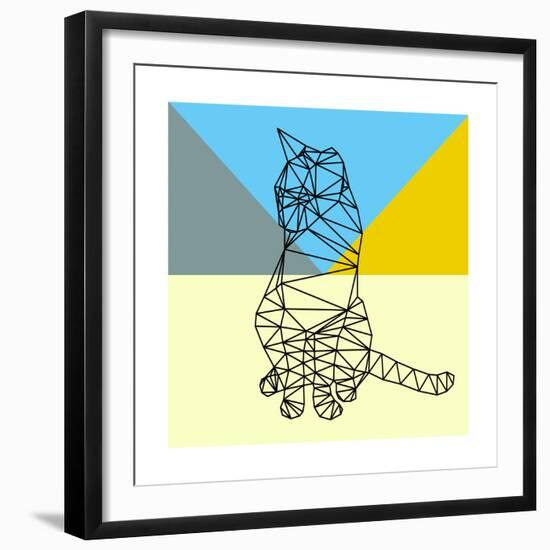 Black Party Cat Polygon-Lisa Kroll-Framed Premium Giclee Print