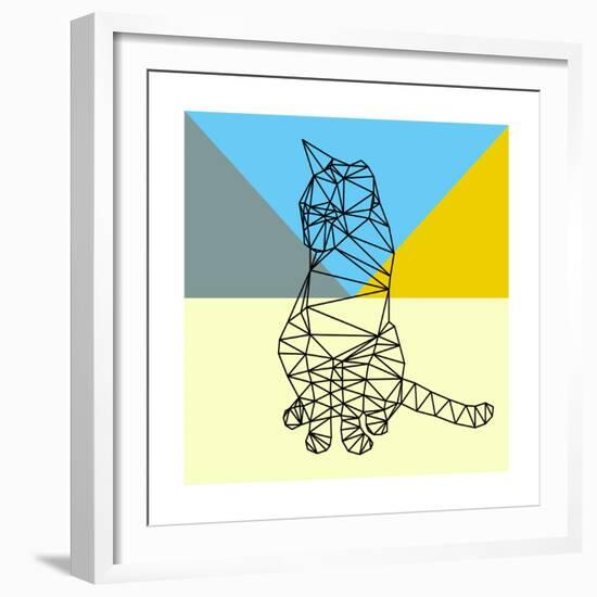 Black Party Cat Polygon-Lisa Kroll-Framed Premium Giclee Print