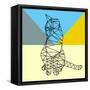 Black Party Cat Polygon-Lisa Kroll-Framed Stretched Canvas