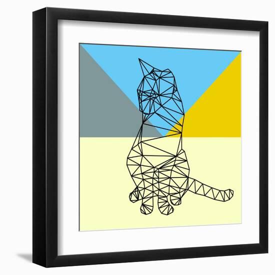 Black Party Cat Polygon-Lisa Kroll-Framed Art Print