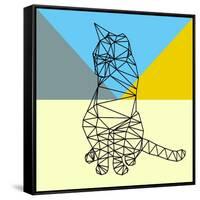 Black Party Cat Polygon-Lisa Kroll-Framed Stretched Canvas